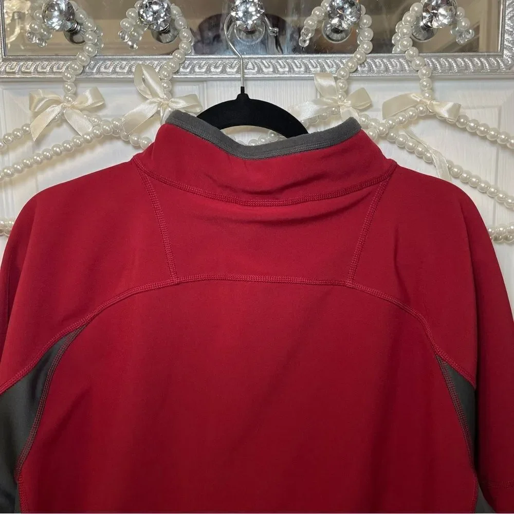 The North Face Men's Red and Gray Soft Shell 1/4 Zip Fleece Lined Pullover